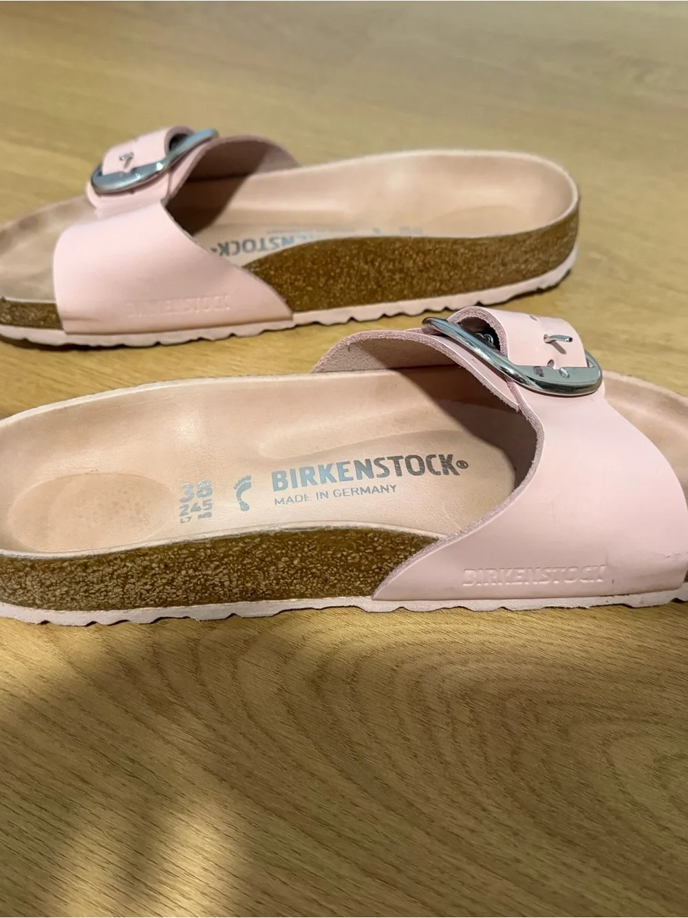 Birkenstock Madrid Patent Leather Slide Sandals - Blush Pink